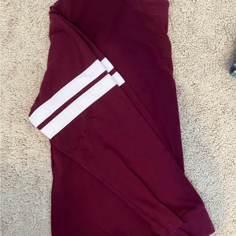 Burgundy Sweatshirt with White Stripes